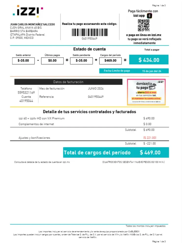 Ejemplo de comprobante de domicilio