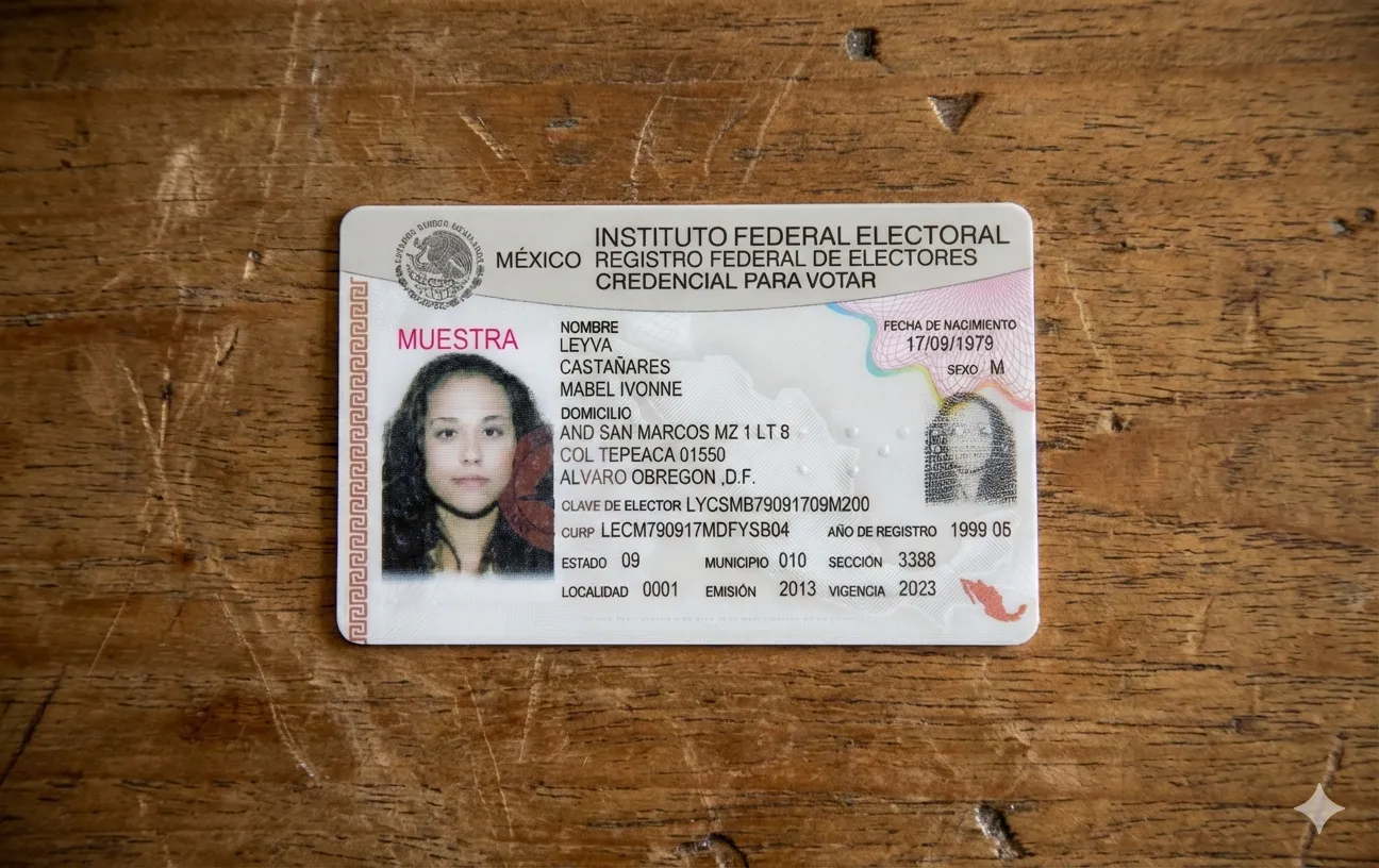 Ejemplo de foto de INE — frente